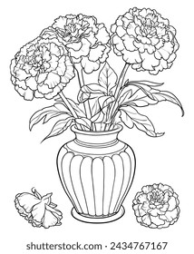 Ringelblumen-Blumen-Färbung Seitenlinie