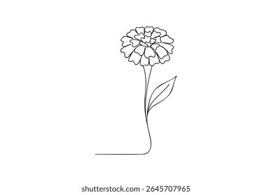 Marigold flor desenho contínuo uma linha minimalismo design