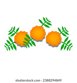Marigold Flower Decoration Design Vector. Traditional Indian Flower. Diwali Design Element