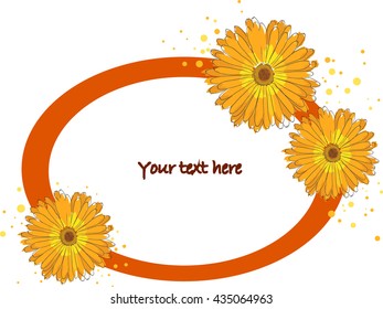 Marigold flower frame on white background