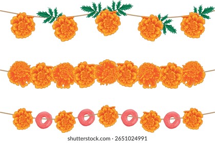 Marigold flower garland, dia de los muertos ornament
