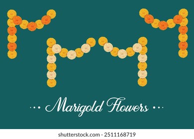 Guirnalda De Flor De Marigold Colgada En Un Auspicioso Festival Hindú Tradicional. Ilustración vectorial para Elementos festivos