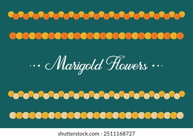 Guirnalda De Flor De Marigold Colgada En Un Auspicioso Festival Hindú Tradicional. Ilustración vectorial para Elementos festivos