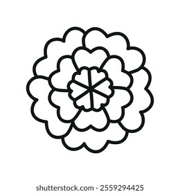 Marigold flower icon features a vibrant and cheerful design, perfect for garden-themed projects, festival branding, or floral patterns