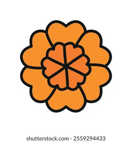 Marigold flower icon features a vibrant and cheerful design, perfect for garden-themed projects, festival branding, or floral patterns