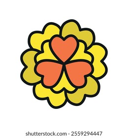 Marigold flower icon features a vibrant and cheerful design, perfect for garden-themed projects, festival branding, or floral patterns