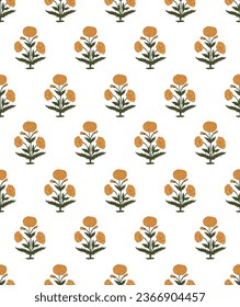 Marigold flower seamless pattern. Traditional marigold flowers vector Illustration.