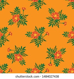 Marigold flower seamless pattern vector illustration