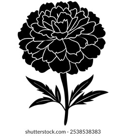 Marigold Flower Silhouette – Vector Floral Illustration