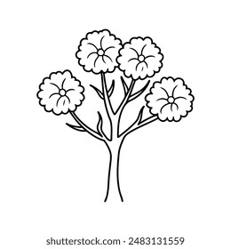 Ilustración de la línea del Vector del árbol de flores de Marigold