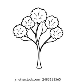 Marigold flower tree vector line art illustration icon logo