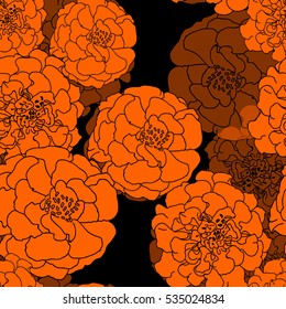 Marigold flowers . Modern Nature flowers seamless pattern background . Vector , layer effect .Background for textile decor and design. botanical wallpaper.