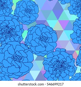 Marigold flowers . Modern Nature flowers seamless pattern background , layer effect .Background for textile decor and design. botanical wallpaper.