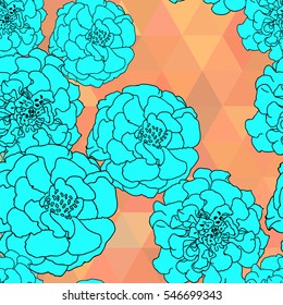 Marigold flowers . Modern Nature flowers seamless pattern background , layer effect .Background for textile decor and design. botanical wallpaper.