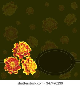 Marigold greeting card. Vector illustration