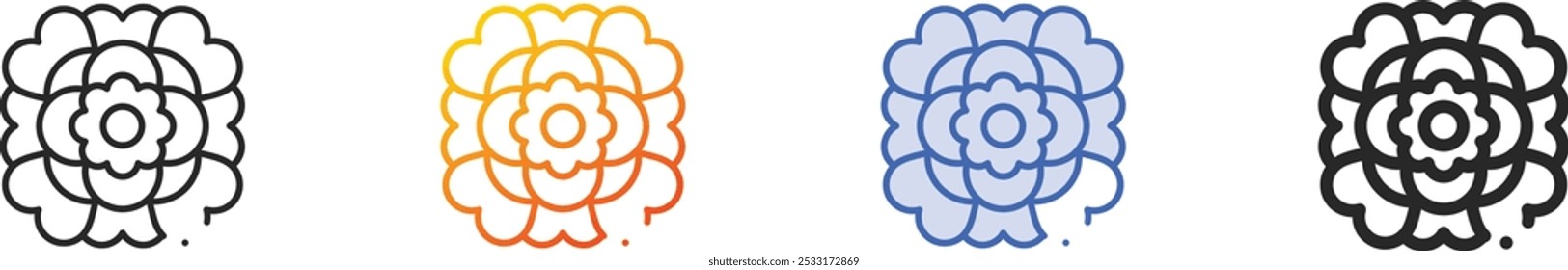 marigold icon.Thin Linear, Gradient, Blue Stroke and bold Style Design Isolated On White Background