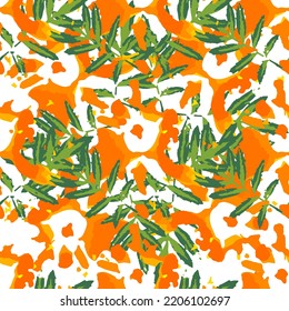 Hojas de Marigold y Flores Fondo de Patrón Sin Mareos