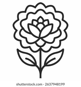 Marigold  outline icon on white background
