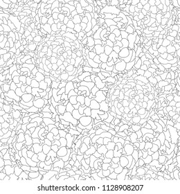 Marigold Outline Seamless Background. Vector Illustration.