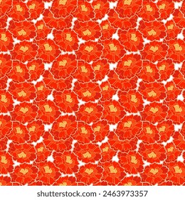 Marigold pattern, vector seamless background with orange flowers on a white background