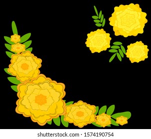 marigold petals and marigold flowers. Pay homage to the Ganesha Buddhism, for the Diwali festival.