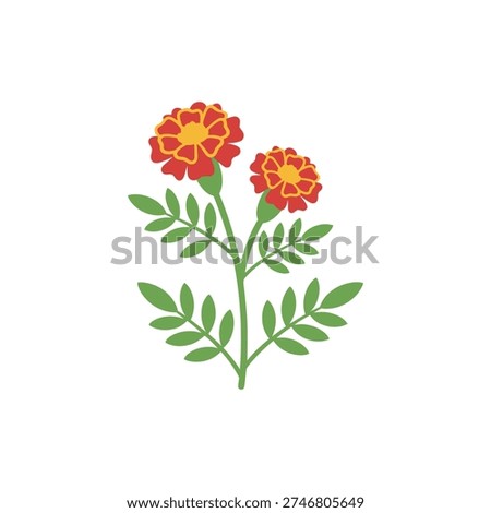 Marigold Plant Flat Design with Neat Proportions Icon