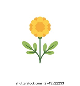 Marigold Plant with Organic Leaf Flow Flat Icon