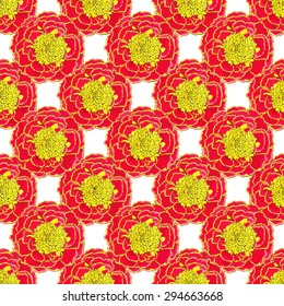 Marigold. Seamless pattern with flowers. Hand-drawn background. Vector illustration.
