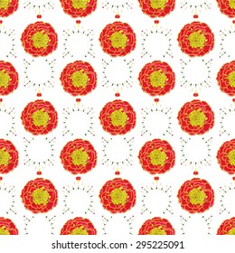 Marigold. Seamless pattern with flowers. Hand-drawn background. Vector illustration. Real watercolor drawing.
