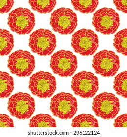 Marigold. Seamless pattern with flowers. Hand-drawn background. Vector illustration. Real watercolor drawing.
