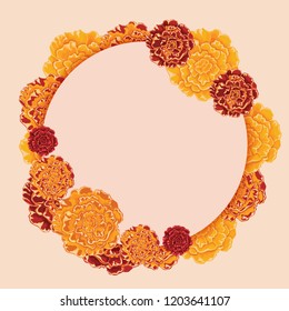 Marigold - Tagetes. Indian holiday Diwali. The illustration with traditional Flowers. Deepavali.