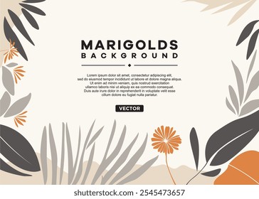 Marigolds background design with floral elements.