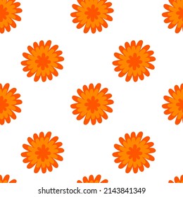 Marigolds pattern on the white background cartoon vector pattern.