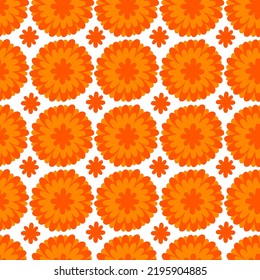 Marigolds pattern on the white background cartoon vector pattern. Ginger flower pattern