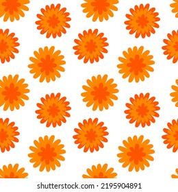 Marigolds pattern on the white background cartoon vector pattern. Ginger flower pattern