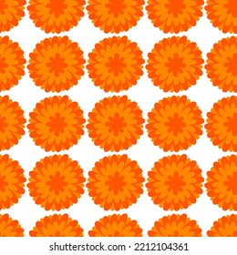Marigolds pattern on the white background cartoon vector pattern. Ginger flower pattern