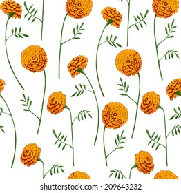 Marigolds seamless pattern 