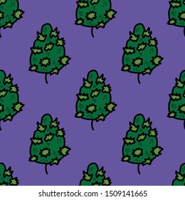 marihuana bud seamless doodle pattern, vector illustration