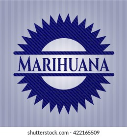 Marihuana emblem with jean texture