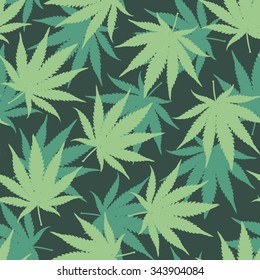 Marihuana Ganja Weed Seamless Vector Pattern