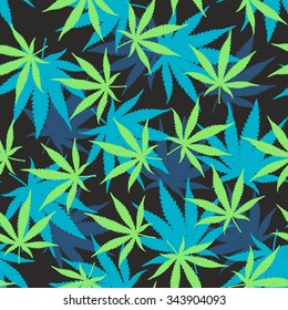Marihuana Ganja Weed Seamless Vector Pattern
