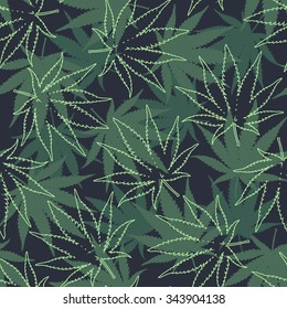 Marihuana Ganja Weed Seamless Vector Pattern