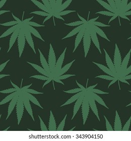 Marihuana Ganja Weed Seamless Vector Pattern