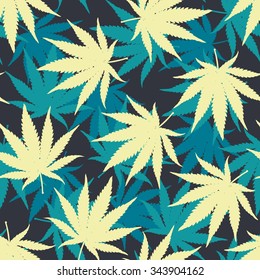 Marihuana Ganja Weed Seamless Vector Pattern