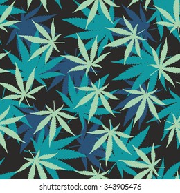 Marihuana Ganja Weed Seamless Vector Pattern