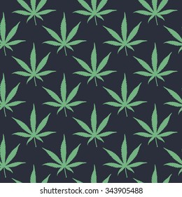 Marihuana Ganja Weed Seamless Vector Pattern