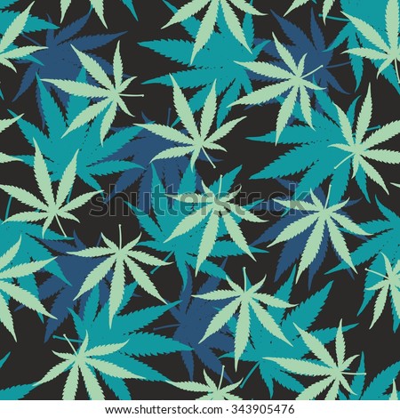 Marihuana Ganja Weed Seamless Vector Pattern