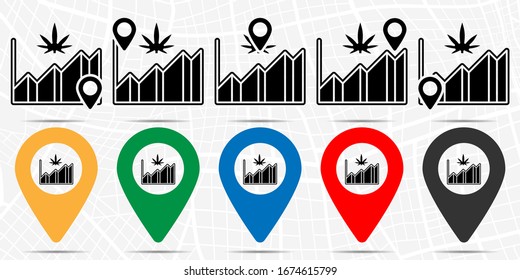 Marijuana, analytics icon in location set. Simple glyph, flat illustration element of marijuana theme icons