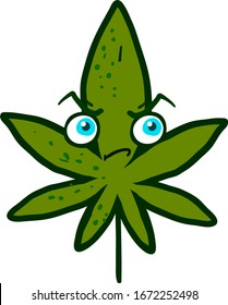 Marihuana enojada, ilustración, vector de fondo blanco.