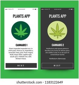 Marijuana App UX UI Design for Smart Phone Screens